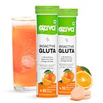 OZiva Bioactive Glutathione Tablets for Radiant Skin - 30 Effervescent Tablets (Pack of 2) | L-Glutathione, Hyaluronic Acid, Lycopene For Skin Glow & Anti-Pigmentation | Orange