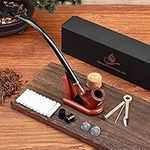 Joyoldelf Tobacco Pipe, Churchwarden Rosewood Smoking Pipe with Pipe Stand, Pipe Bit, 3-in-1 Scraper, Pipe Filter, Cork Knocker, Metall Ball & Delicate Gift Box