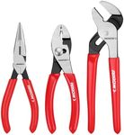 ARROW 3PCS Pliers Set, 6" Needle Nose Pliers, 6" Slip Joint, 8" Groove Joint with Non-slip Handle, Premium Carbon Steel, for Daily Repair & Home Maintenance