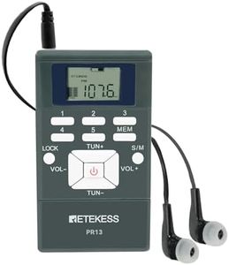 Retekess PR13 Portable Mini Radio,FM Radio,avec Écouteurs,Horloge Numérique pour,Convient pour la Course à Pied, la randonnée, Le Camping, Les Voyages,Cadeau(Noir)