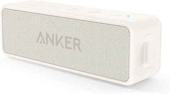 Anker Soundcore 2, 12W Dual-Driver, Portable Bluetooth Speakers for Daily Use, and Wireless, Extended Battery Life, 24-Hour Playtime, IPX7 Water Resistant, Built in Mic, 66 ft Bluetooth Range- White