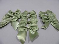 Pack of 10 x Large Moss Dusky Sage Light Green Satin Self Adhesive Bows 6cm Wide Single Sided Ribbon