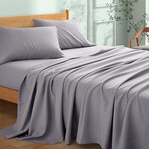 My Home Store Sábana encimera 100% algodón egipcio de 300 hilos, calidad de hotel, suave, fácil cuidado, resistente a la decoloración (gris, 275 x 310 cm)