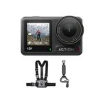 Osmo Action 4 Motorcycling/Mountain Cycling Combo - Get Quality 4K/120fps Footage with an Immersive 155º FOV, Body Camera with a 1/1.3-Inch Sensor, HorizonSteady, with Wearable Chest Strap Mount