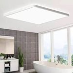 MLOQI Bathroom Lights Ceiling Square LED Ceiling Light Super Thin, 36W 5000K Daylight White IP44 Waterproof Lighting Fixture for Office Kitchen Hallway Living Room(White Edge)