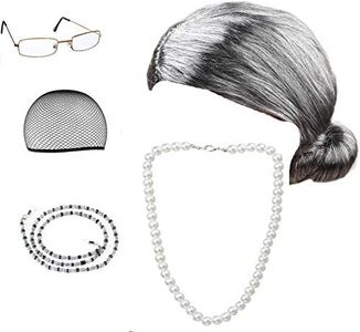 Beelittle Old Lady Costume Cosplay Grandma Granny Wig Great for Halloween Christmas Mrs. Claus