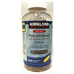 Kirkland Signature 100% Wild Fish Oil Blend with Wild Alaskan Salmon Oil 180 EPA 120 DHA 1200mg - 360 Enteric Softgels