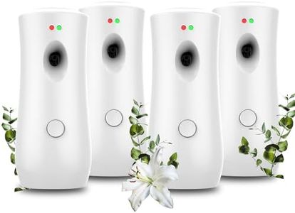 (4-Pack) Auto Air Freshener Spray Dispenser Free Stand or Wall Mounted Automatic Aerosol Aroma Machines are Widely Used in Hotels, Bedrooms, Airports, Bathrooms, Offices, Commercial Places (White 001)