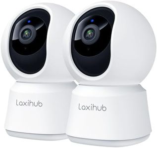 LAXIHUB 2K Caméra Surveillance WiFi Intérieur, 2,4GHz Caméras WiFi avec Vision Nocturne, 355° PTZ Caméra Chien/Bébé, Suivi Automatique, Audio Bidirectionnel, Compatible Google Assistant & Alexa, 2PCS