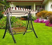 Kaushalendra Outdoor 3-Seater Swing Hammock Chair with Canopy Roof - Sturdy Iron Frame, 350 kg Capacity, Easy Assembly, Stylish Design (Black)