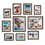 Giftgarden Brown Picture Frames with Mat for Multiple Sizes Photos, Four 4x6, Four 5x7, Two 8x10, Assorted Gallery Frame Collage for Wall or Tabletop, Set of 10