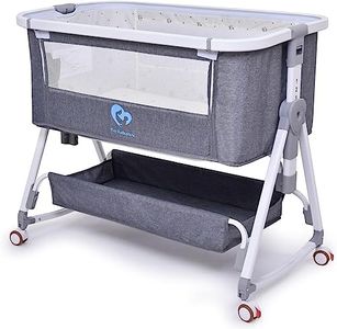 Bassinet Co Sleeper, Bellababy Baby Bassinet Bedside Sleeper, Bedside Bassinet for Safe Co-Sleeping, Storge Bag, Universal Wheel with Brake, Easy to Assemble, Grey