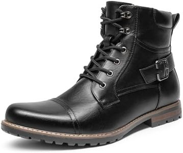 Bruno Marc Men's Motorcycle Combat Boots Casual Zipper Biker Boot,Size 9,Black-3,Philly-3