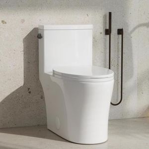 KE KING One Piece Toilet with Powerful Flush, Compact Toilet Elongated Side Lever Flush 1.28 GPF, Sleek Design White Toilet Bowl, MAP Score 1000g, 12'' Rough-in, Certified Quality