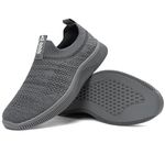 MrToNo Mens Slip On Trainers Breathable Mesh Gym Sports Running Shoes Lightweight Sneakers Walking Shoes Casual Athletic Tennis Shoes-HUISE40 Grey