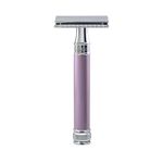 Edwin Jagger DELHEBLAMZ Classic Long Handled Double Edge Manual Eco-Friendly and Reusable Safety Razor for Men and Women for Shaving cream or Soap Fits All DE Razor Blades (Heather)