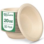 Disposable Bowls 20 oz, 50 Pack Paper Soup Bowls 20 oz Heavy Duty, Disposable Bowls For Hot Soup 20 oz, Biodegradable Compostable Bowls Made Of Sugarcane, Party Serving Bowls For Salad, Ice Cream…