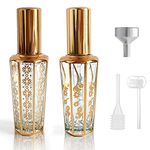 Travel Perfume Atomiser Spray Bottle, Refillable Small Glass Mist Spray Travel Bottle Vintage Hexagon Perfume Travel Bottle Pod Atomizer For Outdoor Travel Gift Holiday Essential (2 pcs Gold)