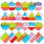 FIDWOD 24PCS Party Bag Fillers for Kids: Pop Fidget Toys Party Favours Pack - Mini Pop Bubbles Bulk Stocking Stuffers Poppet Pinata Fillers - Multi-Item Birthday Class Gifts for Kids