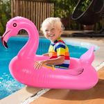 ELMVIA Swim Ring for Kids Inflatable Pool Float Tube for 1-5 Years Baby Girl Boys Inflatable Swimming Safety Tube (Small Flamingo)