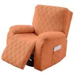 LiveGo 4 PCS Recliner Chair Covers, Stretchable and Fashionable Wingback Sofa Covers, Armchair Slipcover with Elastic Side Pockets, Reclining Chair for Living Room, Bedroom and Office