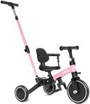 Glaf Folding Toddler Tricycle, Toddler Bike for 1-4 Year Old with Push Handle, Kids Trike with Backrest, Adjustable Seat Height and Handle,Balance Bike First Birthday Gifts for Boys&Girls