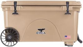 ORCA 65-Quart Insulated Rolling Cooler with Wheels and Pull Handle, Tan, 65-Quart