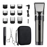 Hair Clippers for men, Cordless Rechargeable Hair Trimmers for Men, Adjustable Precise Length, 16-piece Home Hair Cutting Kit with Scissors Case, Black