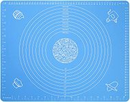 SYGA Silicone Baking Mat for Pastry Rolling Dough with Measurements - 19.7" x 15.7" BPA Free Non Stick and Non Slip Blue Table Sheet Baking Supplies for Bake Pizza Cake_Blue