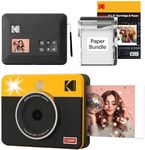 KODAK Mini Shot 3 Retro 4PASS 2-in-1 Instant Camera and Portable Photo Printer (7.6 x 7.6 cm) + Package with 38 Sheets, Yellow