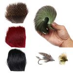 GREATFISHING 4 Color Combo Kit Fly Tying Deer Hair Patches Caddis Dry Fly Tying Material Natural and Died Orange Black Red Green