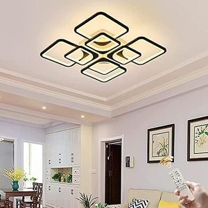 Jaycomey 70W Modern Ceiling Light Fixture, Dimmable LED Flush Mount Ceiling Chandelier Lighting, 8-Rectangle Acrylic Ceiling Lamp Fixture for Living Dining Room Bedroom (Black,White)