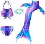 LAO&HAI Girls Mermaid Tail for Swimming and Flower Headband 4 Piece Multicolor M130