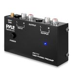 Pyle Output PP777 Phono Turntable Preamp Mini Electronic Audio Stereo Phonograph Preamplifier Input, RCA Output & Low Noise Operation Powered by 12 Volt DC Adapter