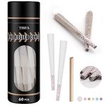 TISFA Rolling Papers Pre Rolled Cones 60 Pack Natural Rolling Cones King Size White Cones Rolling Papers with Tips, Packing Tubes Included