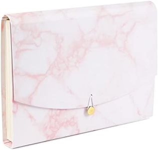 Paper Junkie Expanding Folder with 13 Pockets for Files, School and Office Supplies, Pink Marble (Letter Size, 13 x 9.5 x 1.7 in)