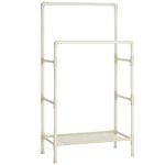 SONGMICS Clothes Rack, Metal Stand with 2 Hanging Rails and Storage Shelf, Max. Load 55 kg, Easy Assembly, White RDR01WT