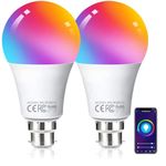 HUTAKUZE Smart Bulb WiFi Light Bulbs B22 Bayonet, 9W 806LM, App or Voice Control, 80W Dimmable White and RGBCW Colour Changing Light Bulb, Works with Alexa