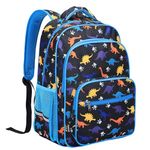 Kids Backpack for Elementary School,VASCHY Boys Large Bookbags School Bags for Primary School/Travel Black Dinos