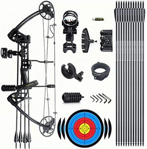 Lanneret Compound Bow and Archery Sets - Right Hand Archery Compound Bows 0 - 70 lbs Draw Weight Adjustable for Adults and Beginners，Hunting Bow Kit for Beginner，Black Basic