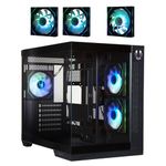 BitFenix Triton Dual Chamber PC Gaming Case Black-Panoramic Tempered Glass - Reverse Connection mATX Motherboard Compatible - 3 x Infinity Mirroring ARGB Fans (2 x Reverse)-360 mm AIO/GPU 420 mm