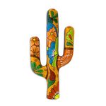 NOVICA Talavera Saguaro Ceramic Wall Sculpture