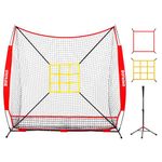 ZONLOLO 7×7FT Baseball Net with Tee,2 Strike Zones, Simple but Sturdy Construction with Non-Slip Rubber Bow Legs, Easy Set Up and Take Down, Great for All Levels' Pitching,Hitting,Fielding Practice.