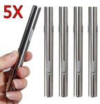 5PCS LED USB Penlight Mini Diagnostic Medical Pen Torch Light, Stainless Steel Waterproof Rechargeable Pen Light with Pocket Clip + USB Cable for Mechanic, Nurses, Doctors