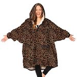 THE COMFY Original Quarter Zip | Oversized Microfiber & Sherpa Wearable Blanket with Zipper, Seen On Shark Tank, One Size Fits All (Dark Leopard)