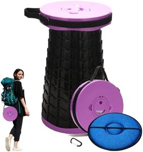 Spisces 19.7” Heavy Duty Collapsible Stool with Cushion - Portable, Foldable Camping Stool for Adults, Max Capacity 1000lbs (Purple)