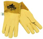 MCR Safety 4984S Big Buck Premium Grain Deerskin MIG/TIG Welder Gloves with Gunn Pattern and 4-1/2-Inch Split Cow Leather Cuff, Yellow, Small, 1-Pair