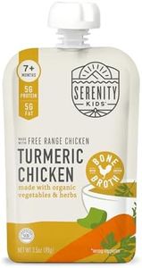 Serenity Kids Bone Broth Puree Made With Organic Veggies | Clean Label Project Purity Award Certified | 3.5 Ounce BPA-Free Pouch | Pasture Raised Turmeric Chicken | 12 Count