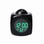 Smart Alarm Projection Alarm Clock for Bedrooms Digital Voice Report Alarm Clock 12/24 HDigital Electric Clocks Projection On Ceiling with Voice Talking LED Time Temperature DisplayBedside (Black)