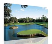 USA Golf Course Wall Art TPC Sawgrass Golf Course Pictures Canvas Prints Golf Wall Decor for Living Room Bedroom Bathroom Home Decorations Framed Ready to Hang(24''H x 36''W)